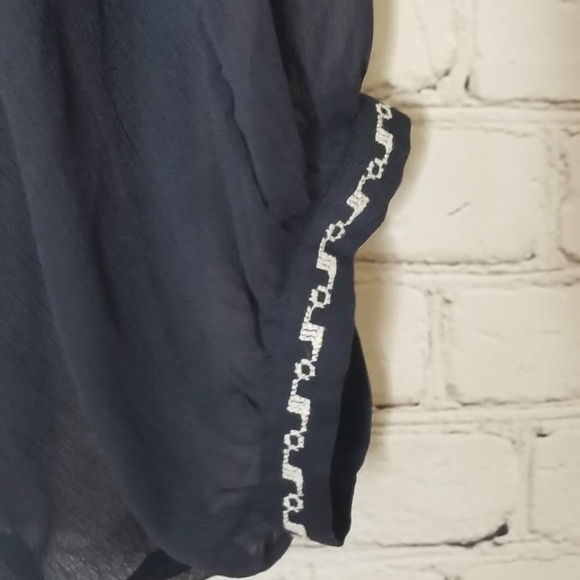 Lucky Brand Sheer Embroidered peasant Blouse - Picture 8 of 9